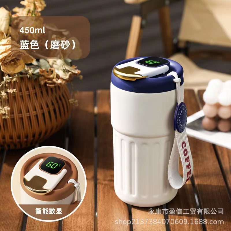 Chane high-value thermos cup, convenient handheld intelligent temperature coffee cup, 316 girls, cute light luxury drinking cup