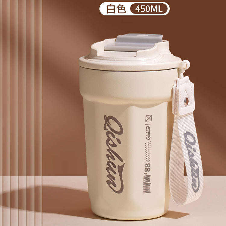 Coffee cup 316 double-layer stainless steel insulated cold cup outdoor accompanying cola cup Internet celebrity rope car cup