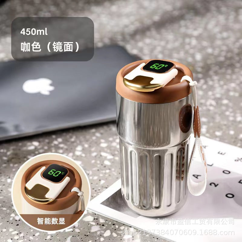 Chane high-value thermos cup, convenient handheld intelligent temperature coffee cup, 316 girls, cute light luxury drinking cup