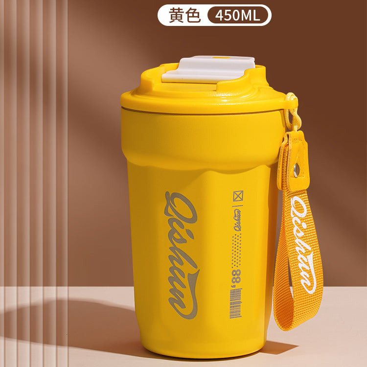 Coffee cup 316 double-layer stainless steel insulated cold cup outdoor accompanying cola cup Internet celebrity rope car cup