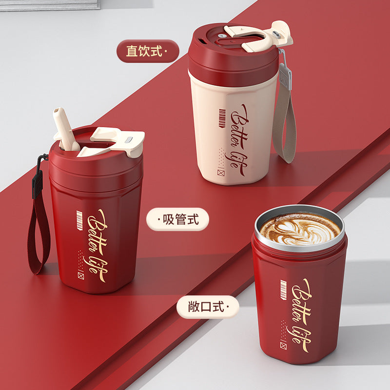 Stainless Steel Portable Coffee Cup – Large Capacity, Leak-Proof, Unisex