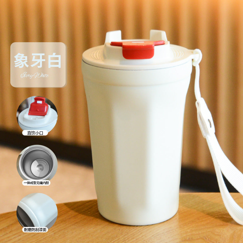 Coffee cup 316 double-layer stainless steel insulated cold cup outdoor accompanying cola cup Internet celebrity rope car cup
