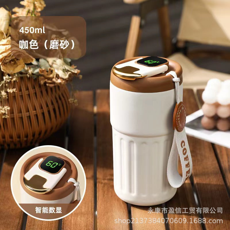 Chane high-value thermos cup, convenient handheld intelligent temperature coffee cup, 316 girls, cute light luxury drinking cup