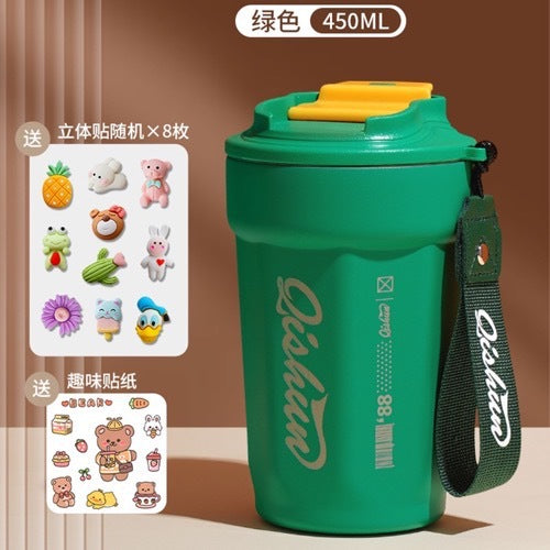 Coffee cup 316 double-layer stainless steel insulated cold cup outdoor accompanying cola cup Internet celebrity rope car cup