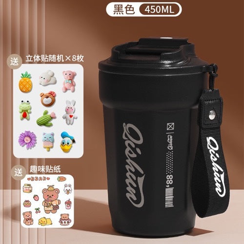 Coffee cup 316 double-layer stainless steel insulated cold cup outdoor accompanying cola cup Internet celebrity rope car cup