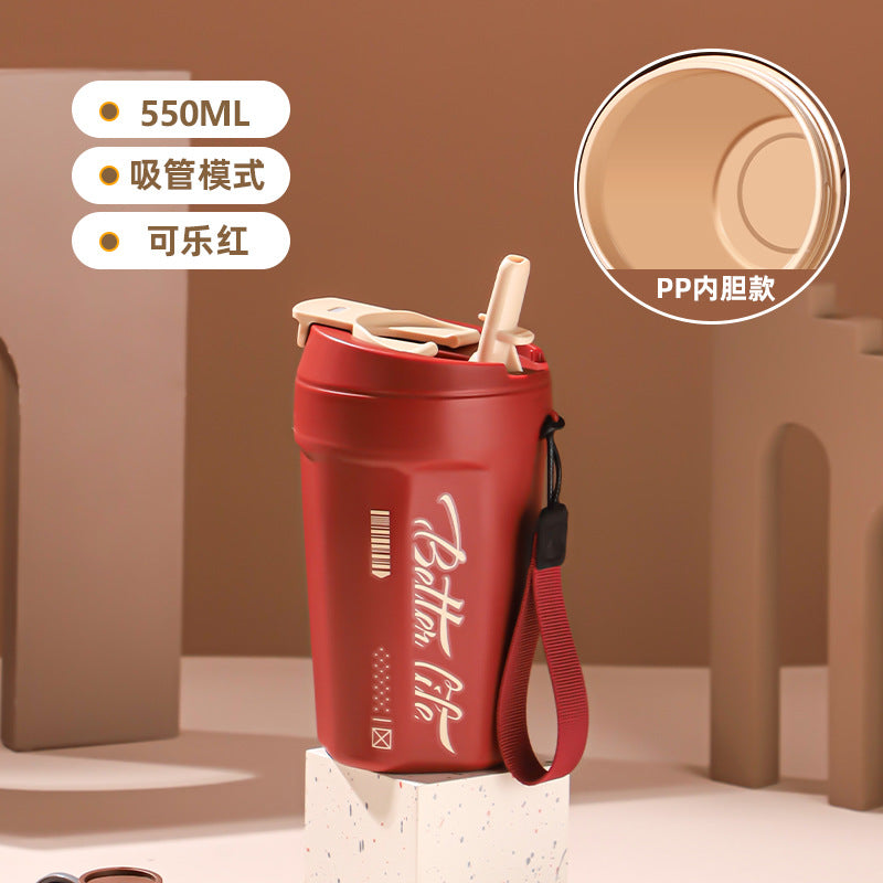 Stainless Steel Portable Coffee Cup – Large Capacity, Leak-Proof, Unisex