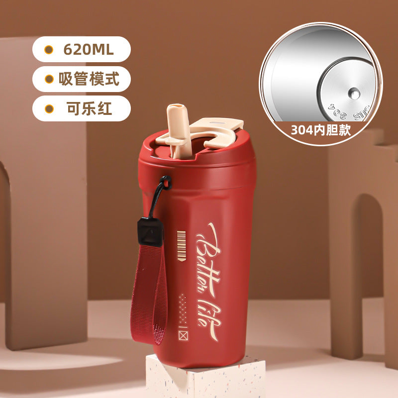 Stainless Steel Portable Coffee Cup – Large Capacity, Leak-Proof, Unisex