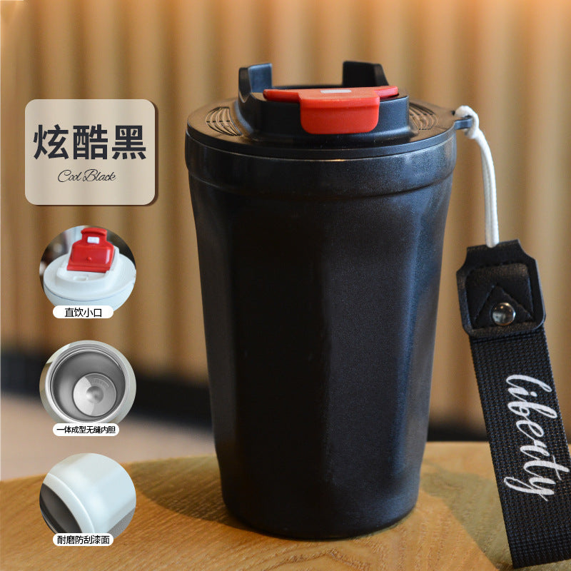 Coffee cup 316 double-layer stainless steel insulated cold cup outdoor accompanying cola cup Internet celebrity rope car cup