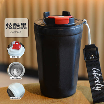 Coffee cup 316 double-layer stainless steel insulated cold cup outdoor accompanying cola cup Internet celebrity rope car cup