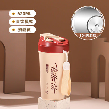 Stainless Steel Portable Coffee Cup – Large Capacity, Leak-Proof, Unisex