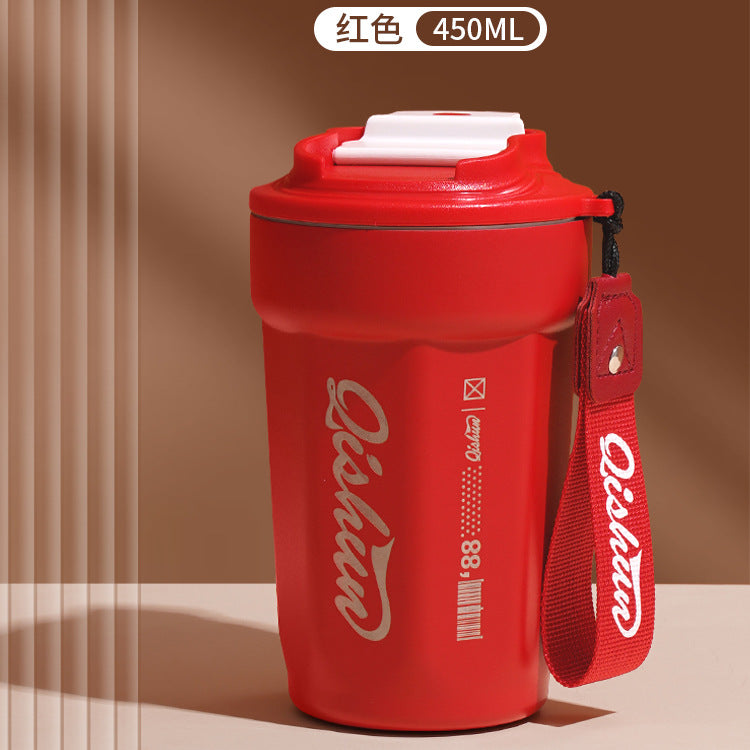 Coffee cup 316 double-layer stainless steel insulated cold cup outdoor accompanying cola cup Internet celebrity rope car cup