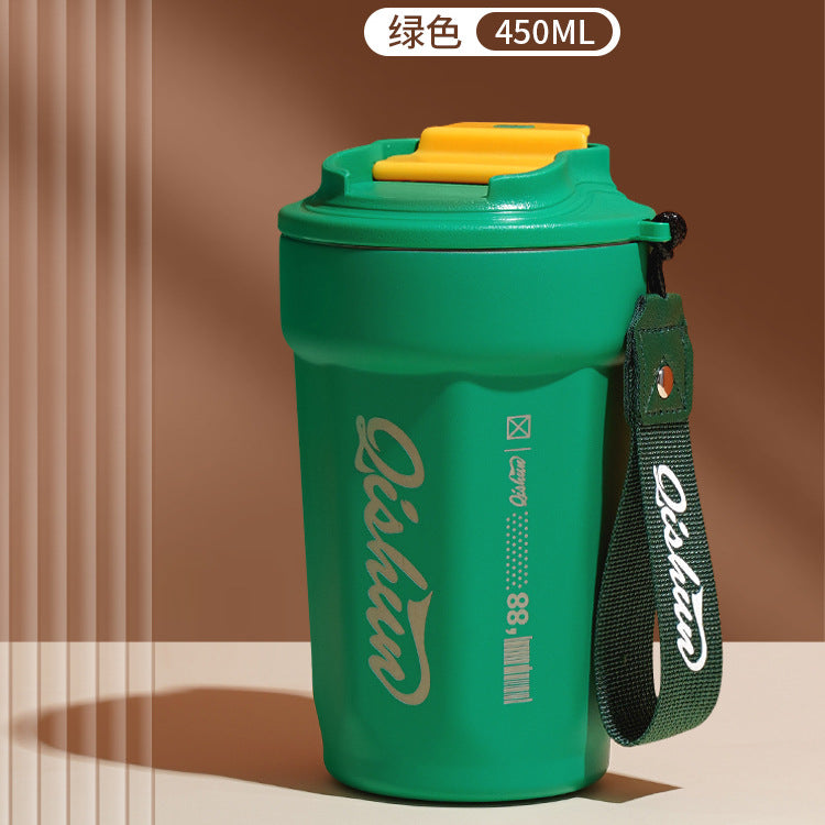 Coffee cup 316 double-layer stainless steel insulated cold cup outdoor accompanying cola cup Internet celebrity rope car cup