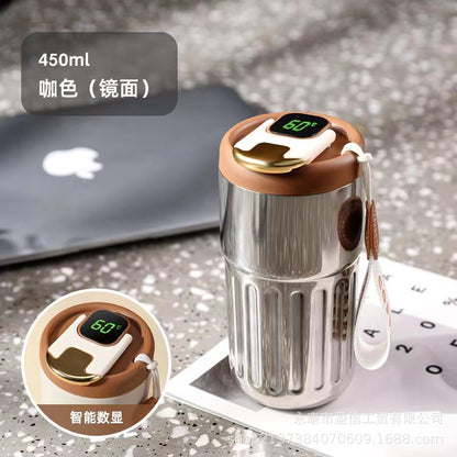 Chane high-value thermos cup, convenient handheld intelligent temperature coffee cup, 316 girls, cute light luxury drinking cup
