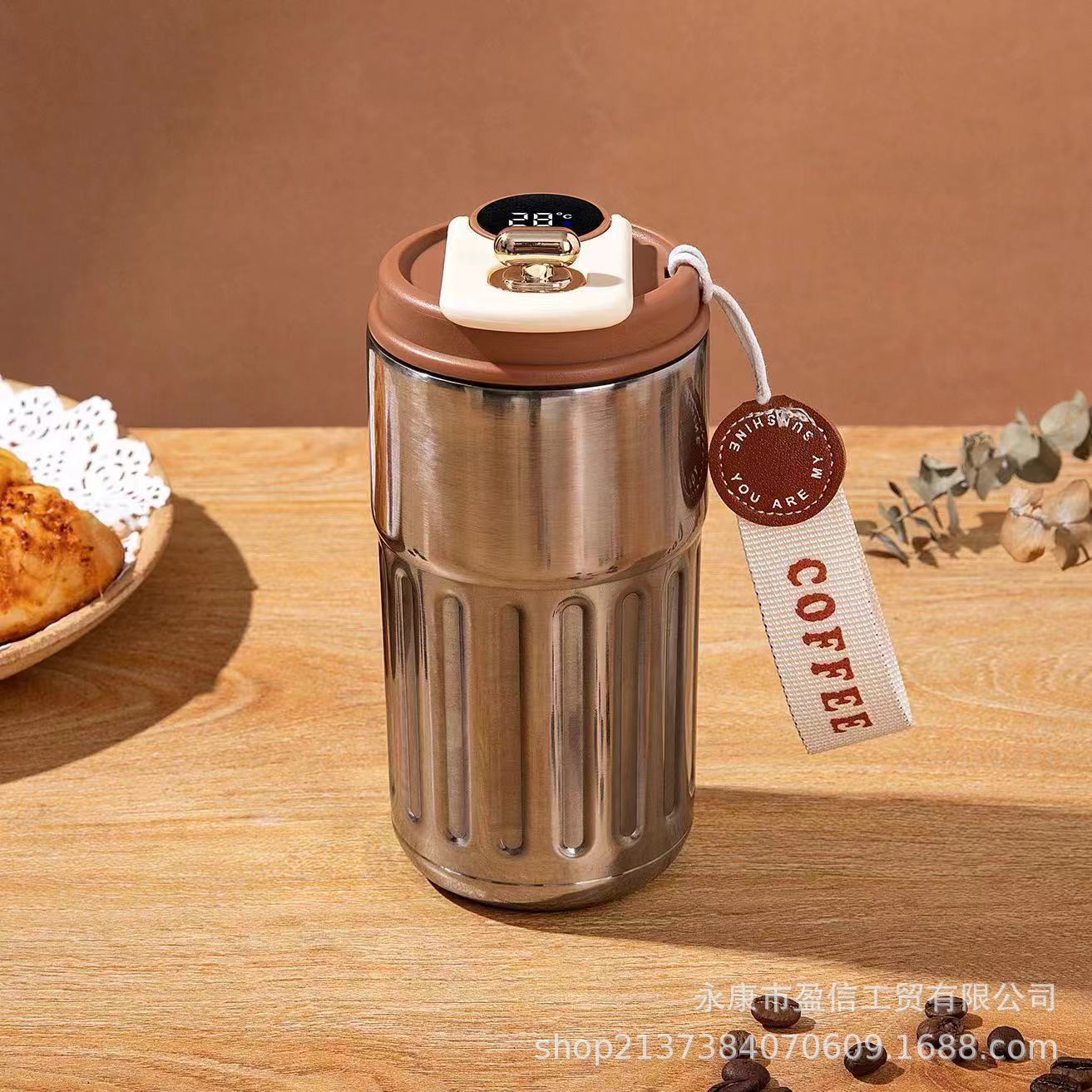 Chane high-value thermos cup, convenient handheld intelligent temperature coffee cup, 316 girls, cute light luxury drinking cup