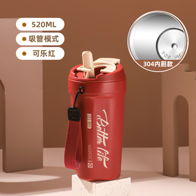 Stainless Steel Portable Coffee Cup – Large Capacity, Leak-Proof, Unisex