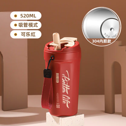 Stainless Steel Portable Coffee Cup – Large Capacity, Leak-Proof, Unisex