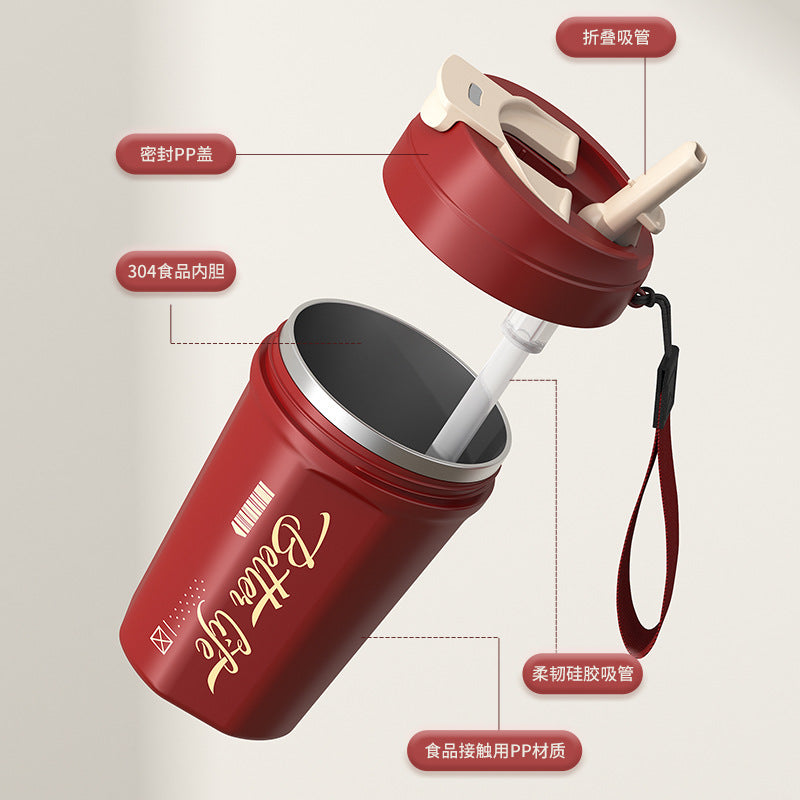 Stainless Steel Portable Coffee Cup – Large Capacity, Leak-Proof, Unisex