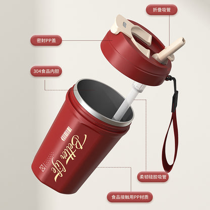Stainless Steel Portable Coffee Cup – Large Capacity, Leak-Proof, Unisex
