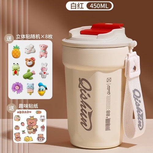 Coffee cup 316 double-layer stainless steel insulated cold cup outdoor accompanying cola cup Internet celebrity rope car cup