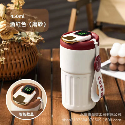 Chane high-value thermos cup, convenient handheld intelligent temperature coffee cup, 316 girls, cute light luxury drinking cup