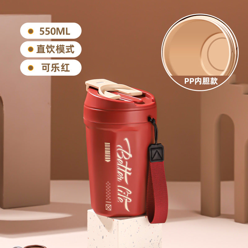Stainless Steel Portable Coffee Cup – Large Capacity, Leak-Proof, Unisex
