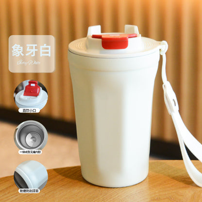 Coffee cup 316 double-layer stainless steel insulated cold cup outdoor accompanying cola cup Internet celebrity rope car cup