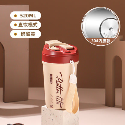 Stainless Steel Portable Coffee Cup – Large Capacity, Leak-Proof, Unisex