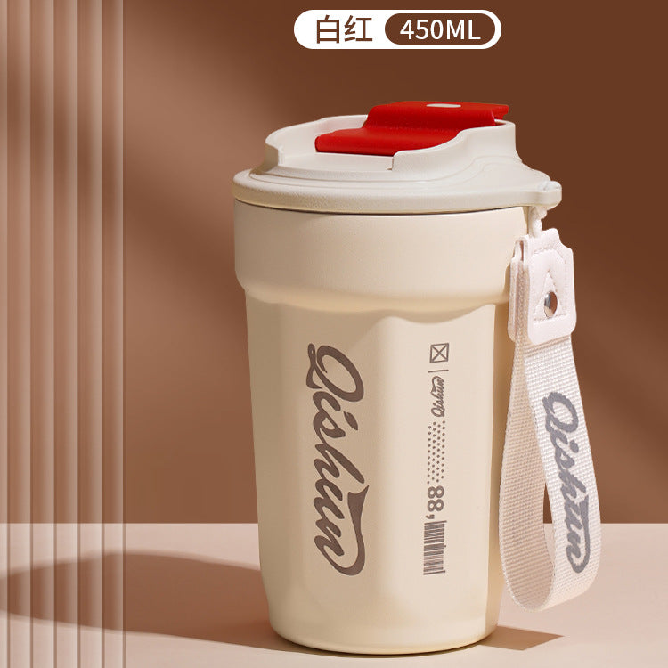 Coffee cup 316 double-layer stainless steel insulated cold cup outdoor accompanying cola cup Internet celebrity rope car cup