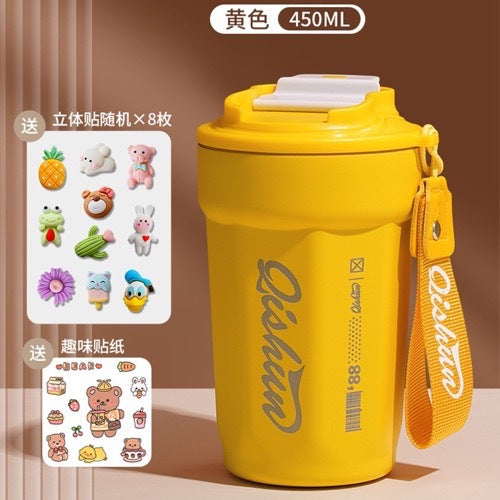 Coffee cup 316 double-layer stainless steel insulated cold cup outdoor accompanying cola cup Internet celebrity rope car cup