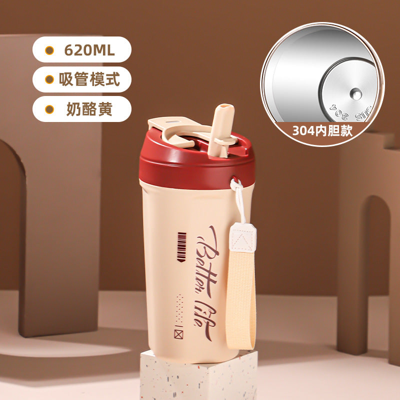 Stainless Steel Portable Coffee Cup – Large Capacity, Leak-Proof, Unisex