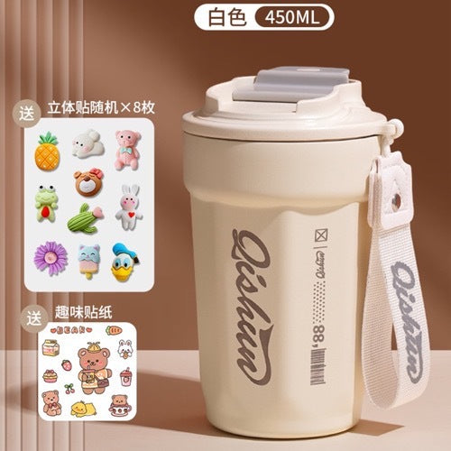 Coffee cup 316 double-layer stainless steel insulated cold cup outdoor accompanying cola cup Internet celebrity rope car cup